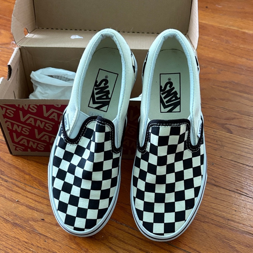 Vans Black and White Checkerboard Slip-Ons